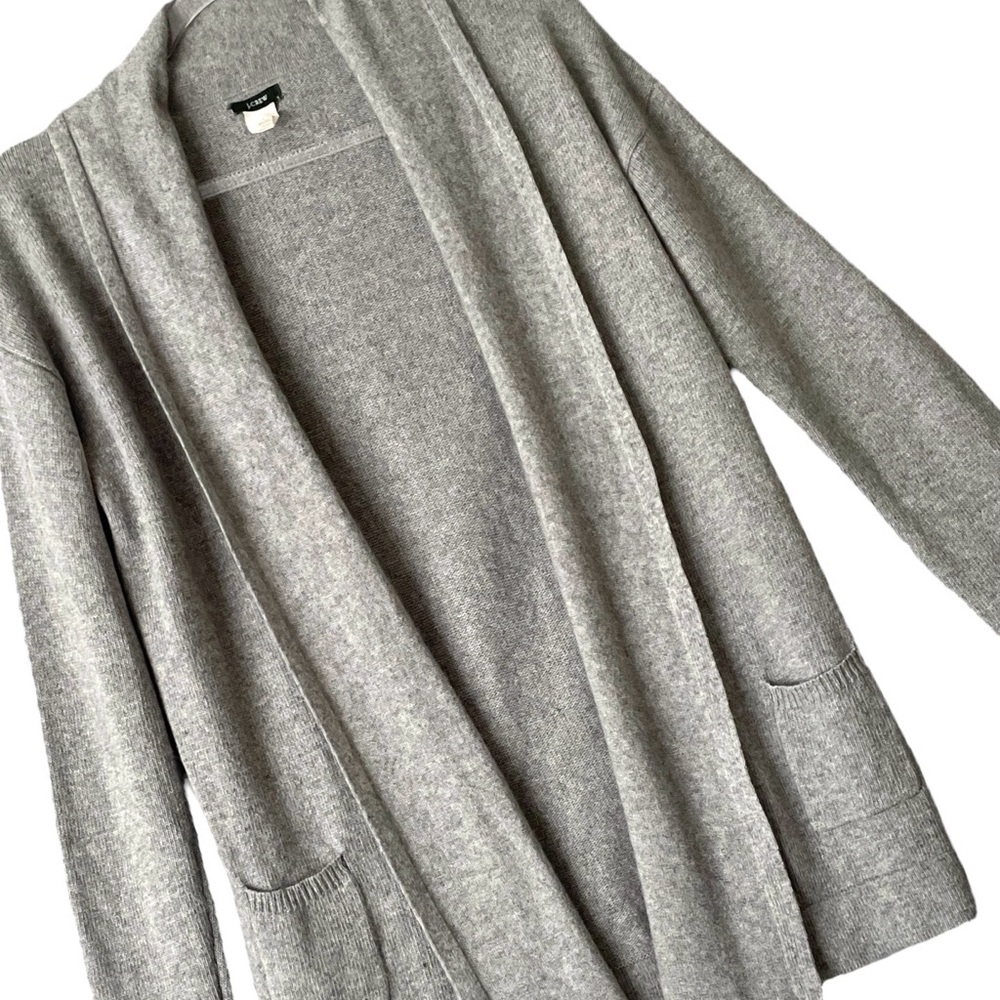 J Crew Cardigan Size Small Gray Wool Cashmere Blend  Shawl Collar Preppy Classic
